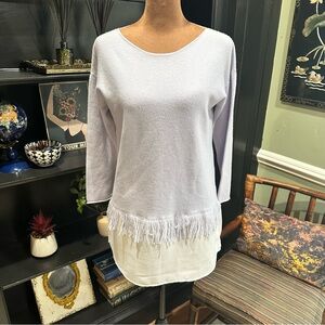 tyler böe 100% Cashmere Fringe Sweater Tunic – XS – Silk Layered Twofer